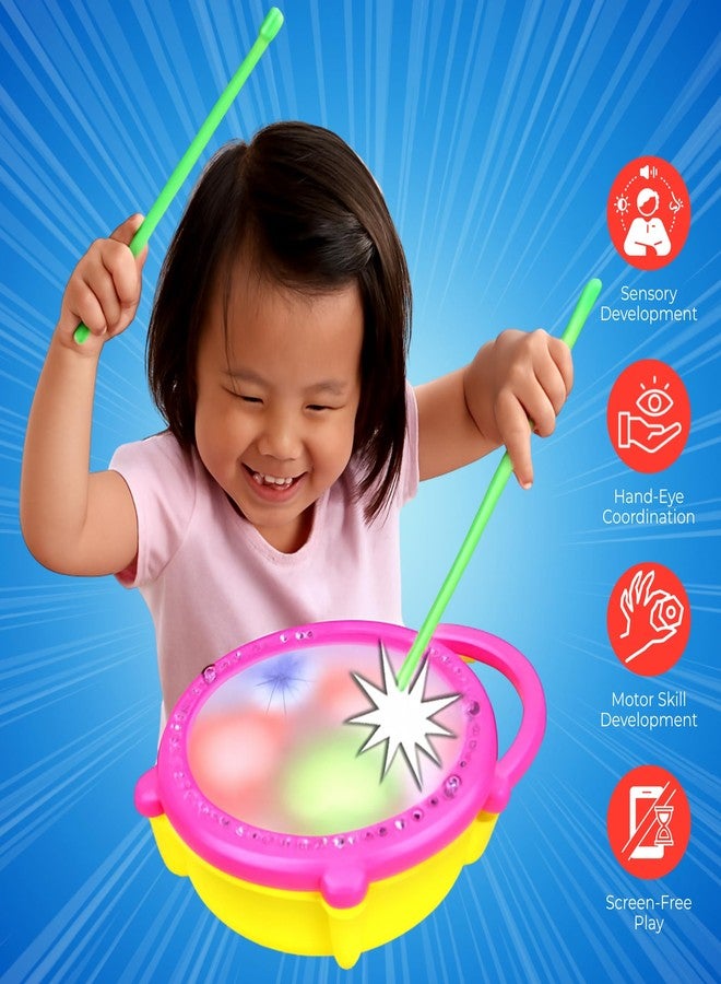 Wishluck Flash Drum Toy for Kids | Musical Drum with Sticks | Light & Sound Activity Toy for Toddlers | Educational Rhythm Toy for 1-4 Year Old Boys & Girls - Image 4